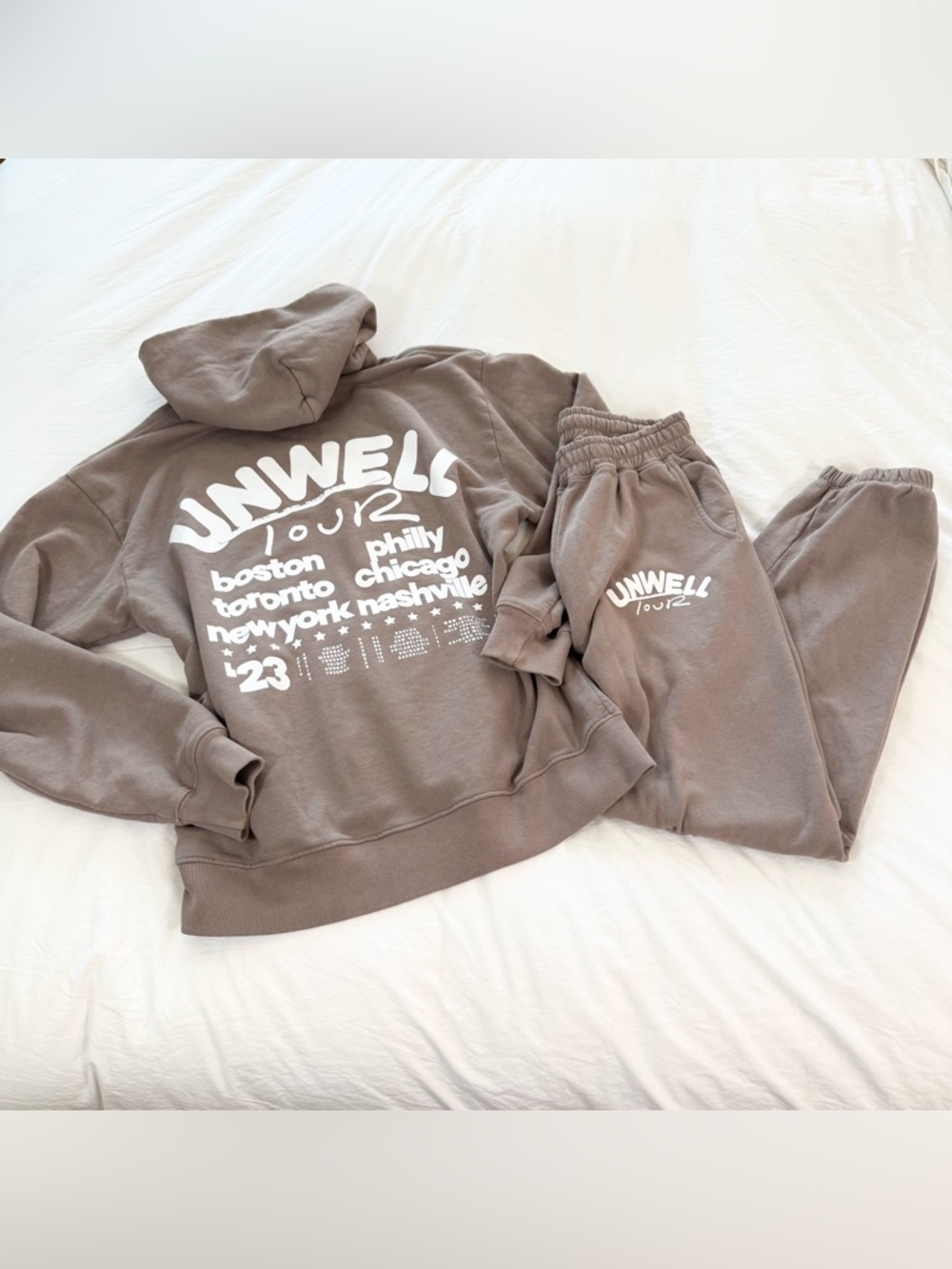 Unwell Tour 2023 Hoodie Sweatshirt + Jogger Set Brown M/S Matching Lounge Set
